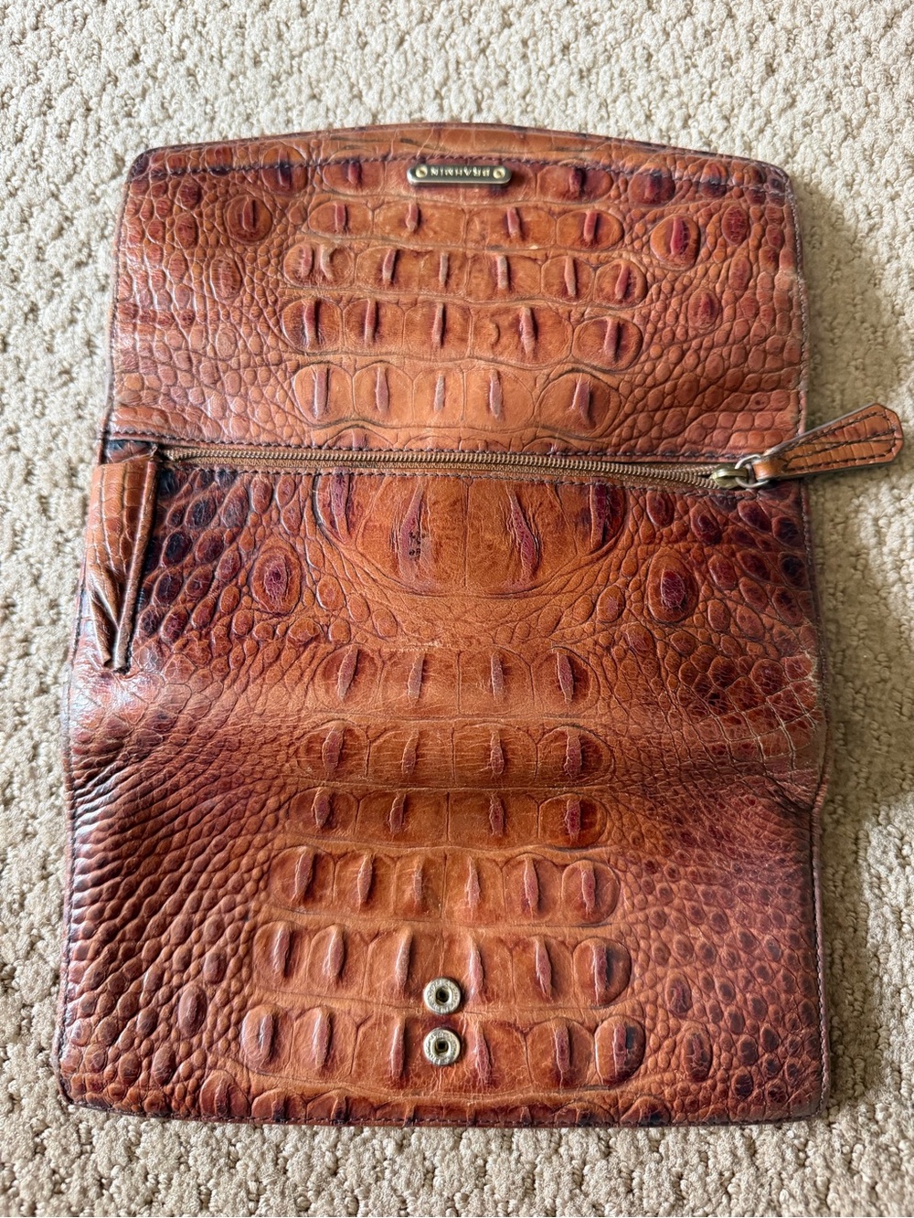 Old Brahmin Cognac Croc-Embossed Leather Continental Wallet - Picture 10 of 11